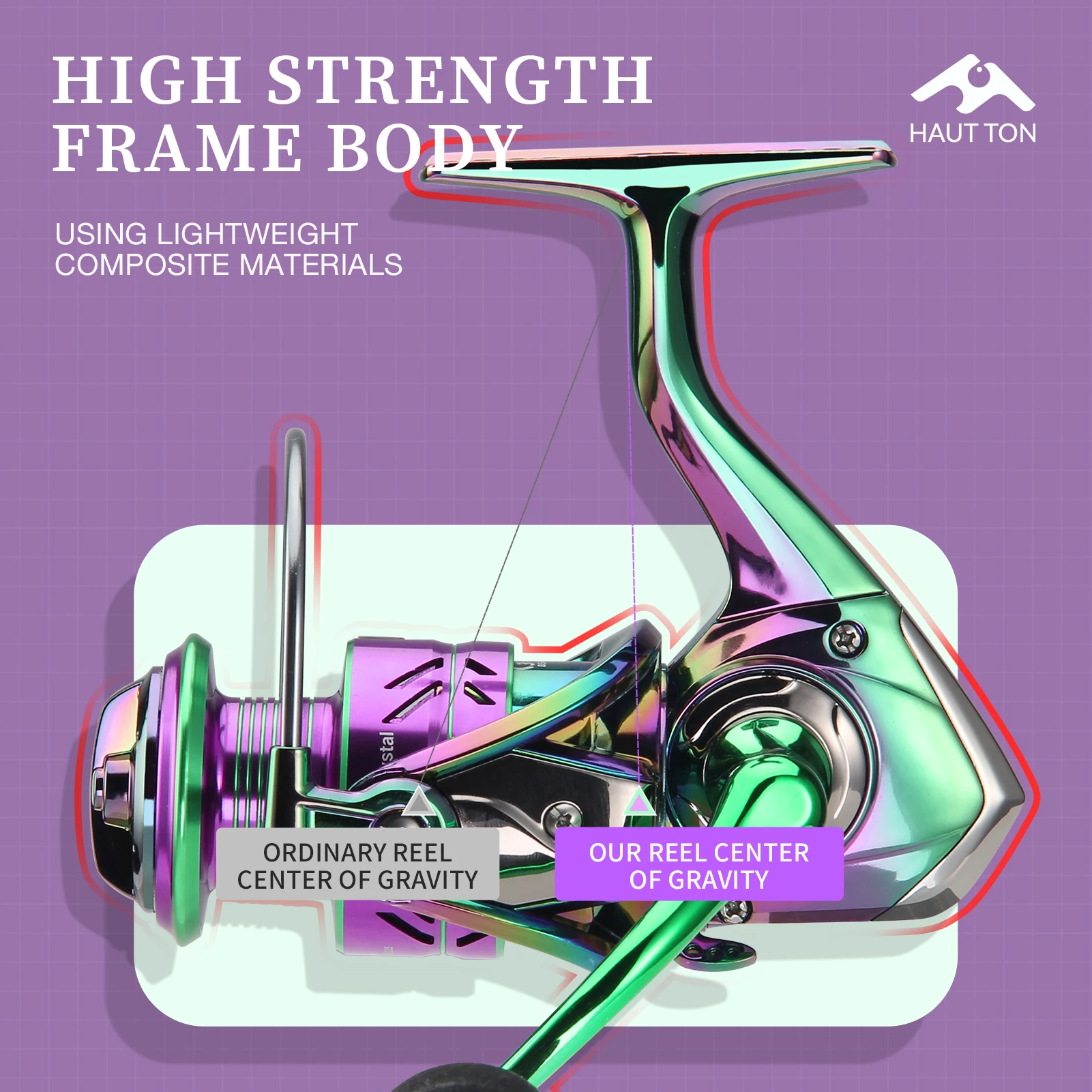 Carrete giratorio de pesca colorido PC1000-7000, relación de engranaje 5,2: 1, 3 + 1BB con sistema de arrastre de 2205 libras para agua salada y dulce - imagen 2