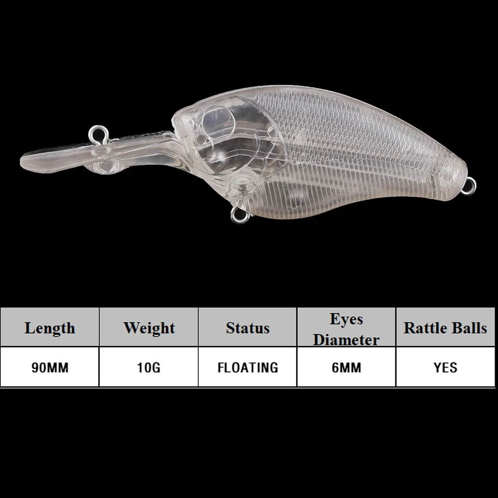 Chan'sHuang-Cebo en blanco sin pintar para 20 piezas, cascabeles Crankbait, manivela de buzo medio, Señuelos de Pesca artificiales hechos a mano - imagen 2