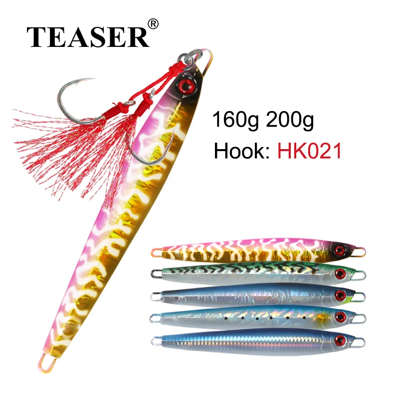 TEASER J77 1 pieza 160g 200g láser hundimiento lento Metal Jigging señuelo Trolling cebo duro lubina aparejos de pesca de aguas profundas cebo de buceo de trucha - imagen 2