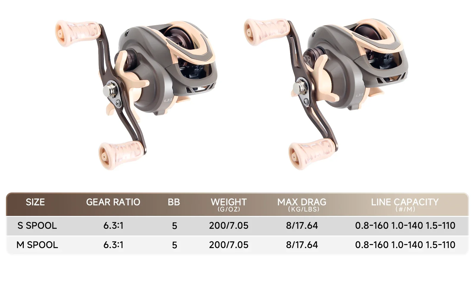Carrete baitcaster MCA150S Brown – Freno magnético CNC y balanceo - imagen 2