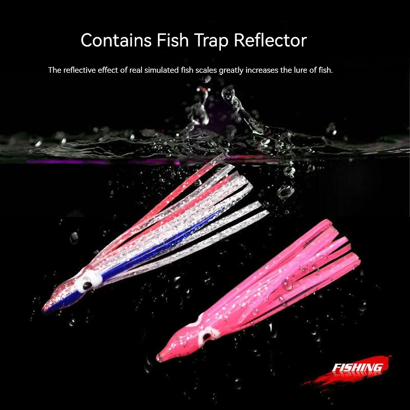PRO BEROS 5 uds faldas de pulpo luminosas suaves señuelo 5-12cm silicona atún corrico con falda de calamar Jigging pesca en el mar cebo brillante - imagen 5
