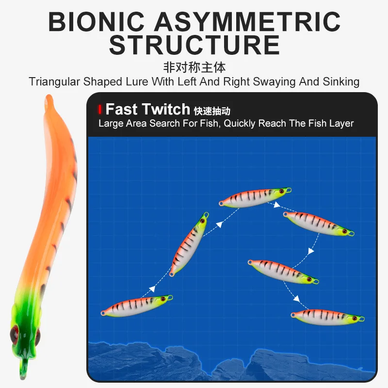 1 unidad 20g30g40g60g80g S forma brillo plantilla de Metal señuelo cebo de pesca de mar señuelo de pesca aparejos de lubina de agua salada - imagen 5