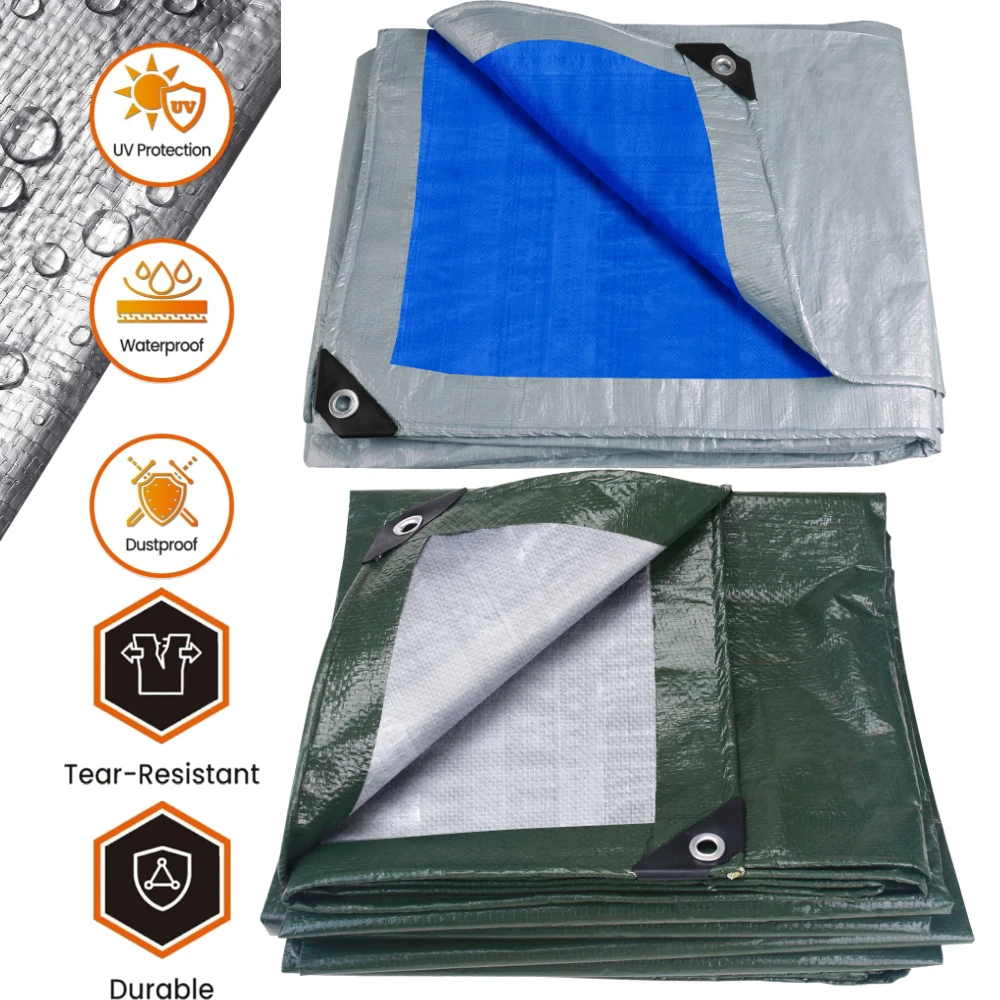 Lona impermeable de alta resistencia, cubierta multiusos grande, lonas de polietileno gruesas resistentes a los rayos UV para tienda de campaña al aire libre, cubierta para lluvia para piscina - imagen 2