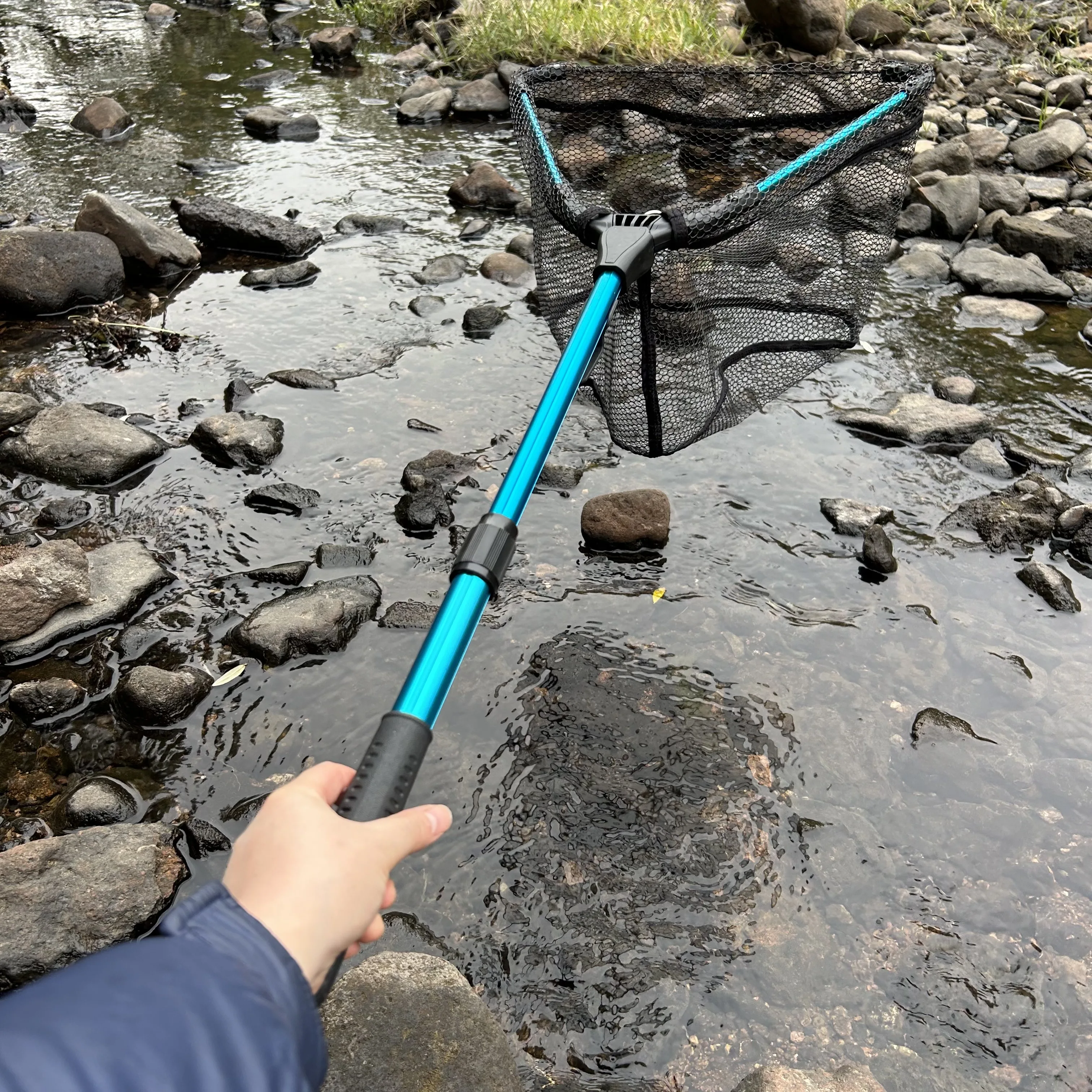 JOSBY Red de pesca plegable telescópica, malla ligera portátil de tamaño ajustable para fácil almacenamiento y transporte, red de aterrizaje plegable - imagen 3