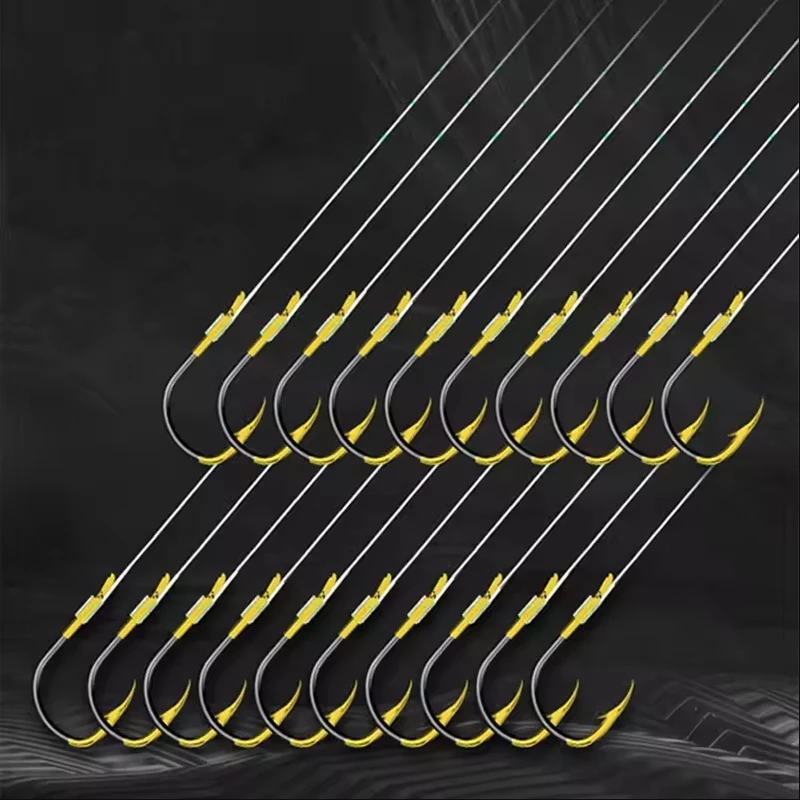 Anzuelo de acero para carpa con alto contenido de carbono, pesca en agua de mar de estilo japonés, línea de encuadernación Ansuo, anzuelo de pesca de 45CM, 10 par/bolsa 1 - imagen 2