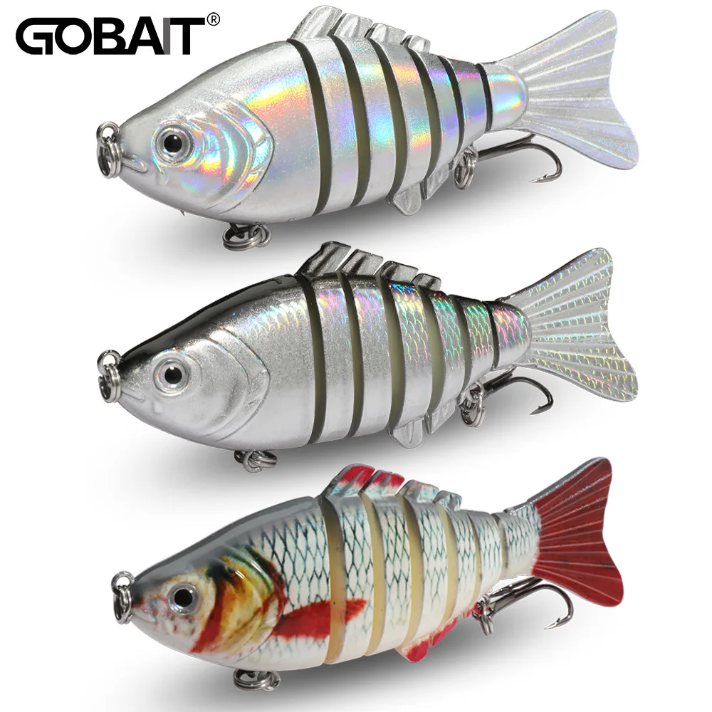 GOBAIT Swimbait 18g 10cm señuelo multiarticular segmento biónico lento sonajero Cranbait Pesca anzuelo triple aparejos de Pesca de carpa cebo duro - imagen 5