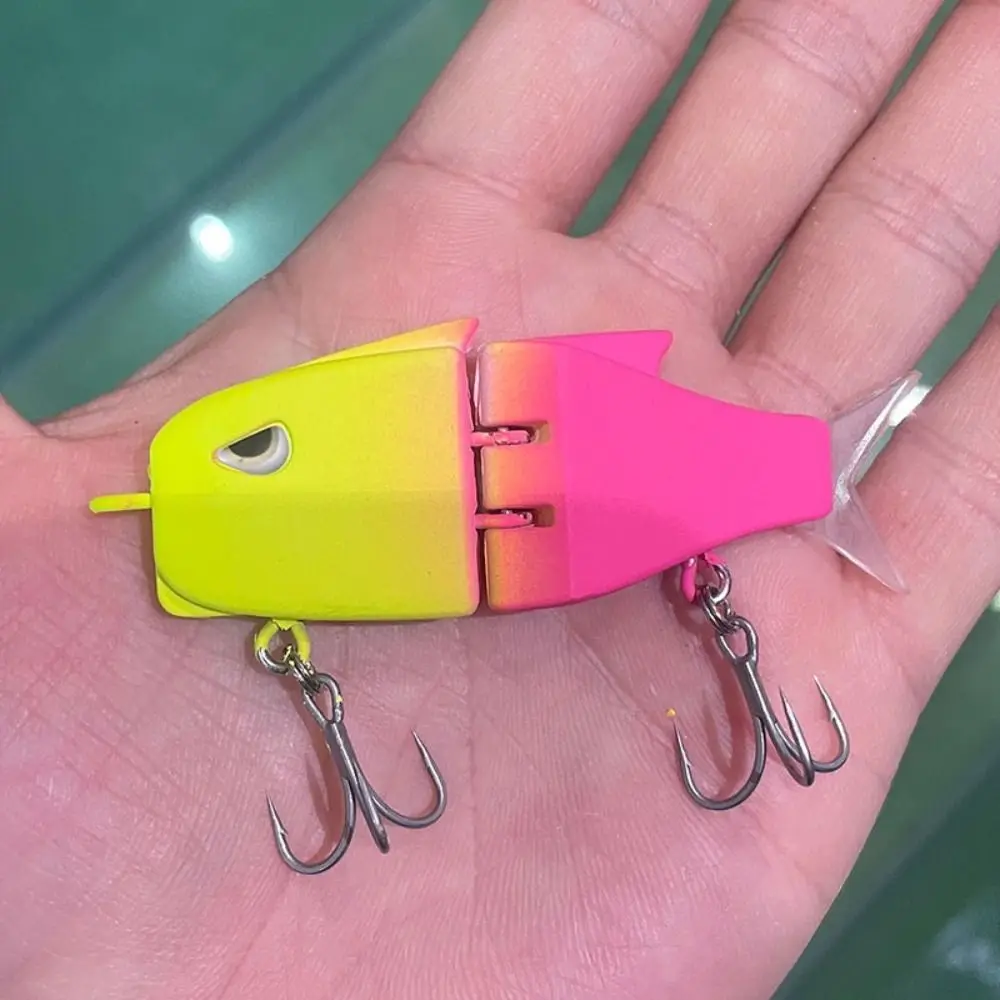 Señuelos de pesca de 2 segmentos para buceo profundo, Crankbaits de lubina, cebo biónico de 6,5 cm/11g, ojos realistas, natación, señuelo de manivela dura de plástico, 2024