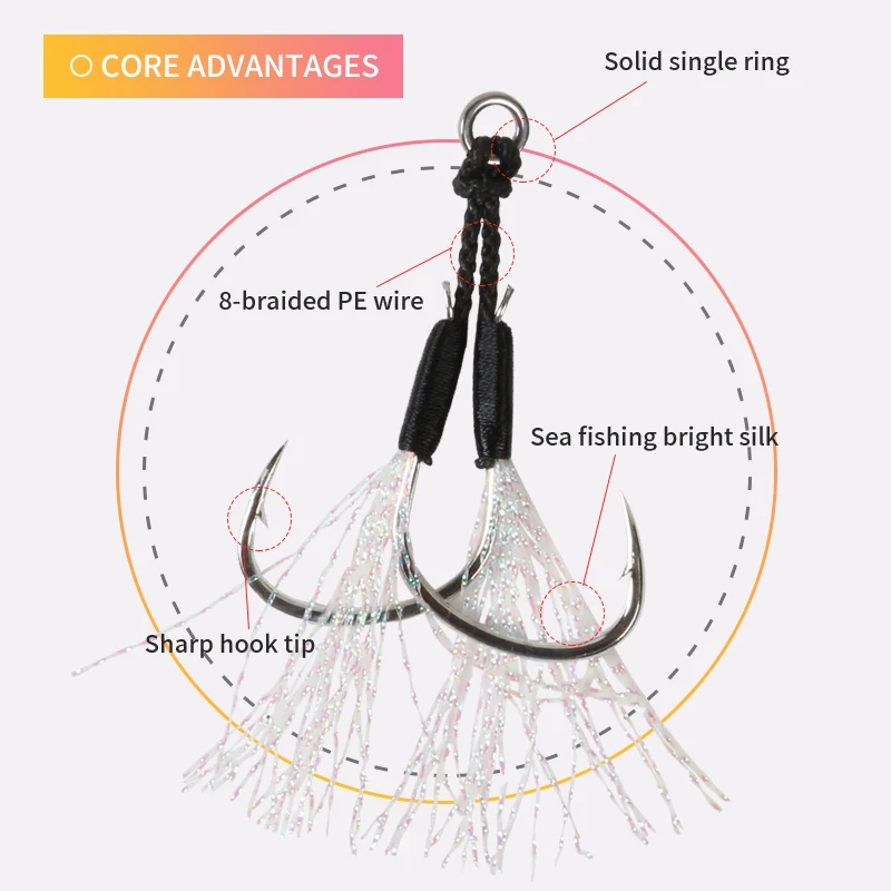OBSESSION-anzuelo de ayuda para Jigging, hilo de Kevlar de alta resistencia, de carbono, accesorios de agua salada, para Lucio, 2/0-11/0 - imagen 5