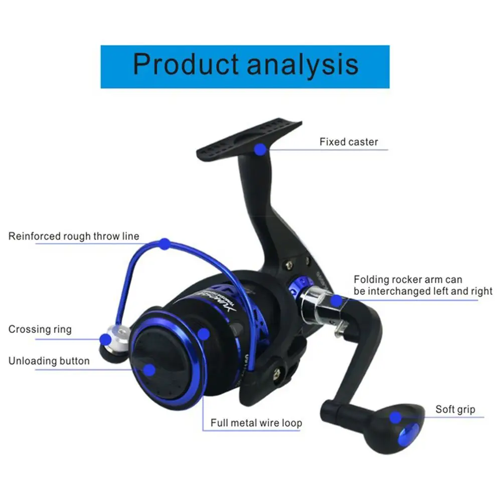 Carrete de pesca plegable serie Bk 3000-7000, carrete giratorio basculante de diseño ergonómico, carrete de pesca con bucle de alambre de Metal completo - imagen 2