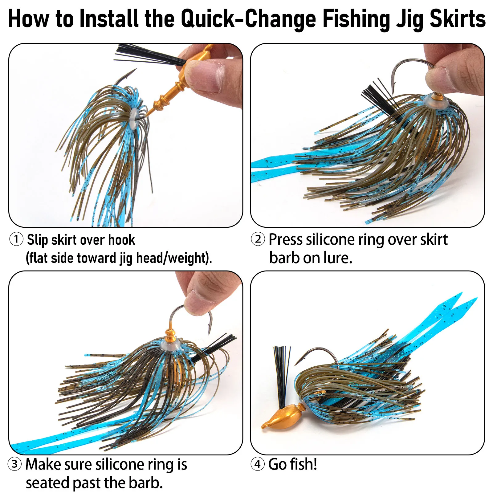 Faldas de plantilla de repuesto de 88 hebras con cola, faldas de paraguas de pesca de silicona para Spinnerbaits Buzzbaits Spinner, 3/5 Uds. - imagen 4