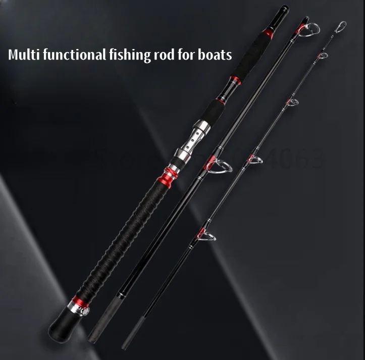 Caña de pescar portátil de fibra de carbono resistente, plantilla marina de 30-50 lb, 3 piezas, viajes, surf, agua salada, 1,8 m, 2,1 m - imagen 4