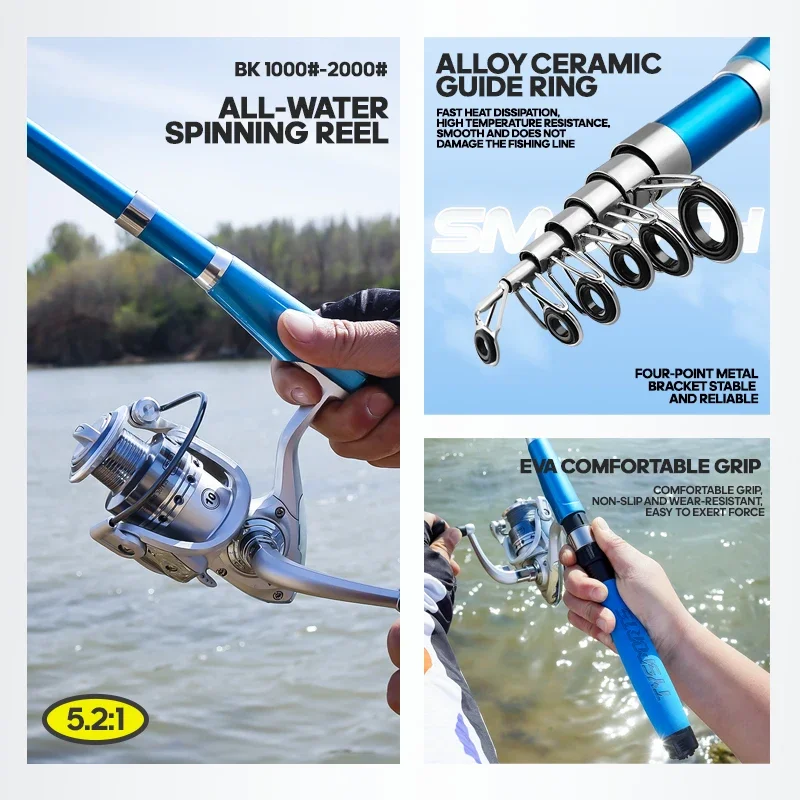 Caña de pescar telescópica 1,8 M 2,1 M caña de pescar dura ultraligera para uso portátil de fundición larga - imagen 4