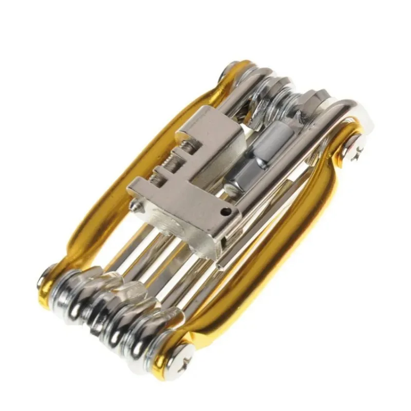 Juego de llaves hexagonales portátiles para bicicleta con rompedor de cadena, herramienta de reparación multifunción compacta para mantenimiento de ciclismo, conducción al aire libre