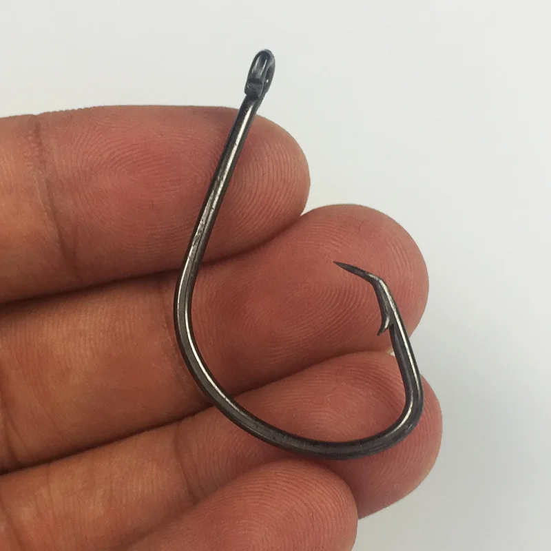 1000 Uds anzuelo de Pesca de olecrano con ojos anzuelos de níquel negro aparejos de Pesca de agua salada marina accesorios productos Pesca - imagen 3