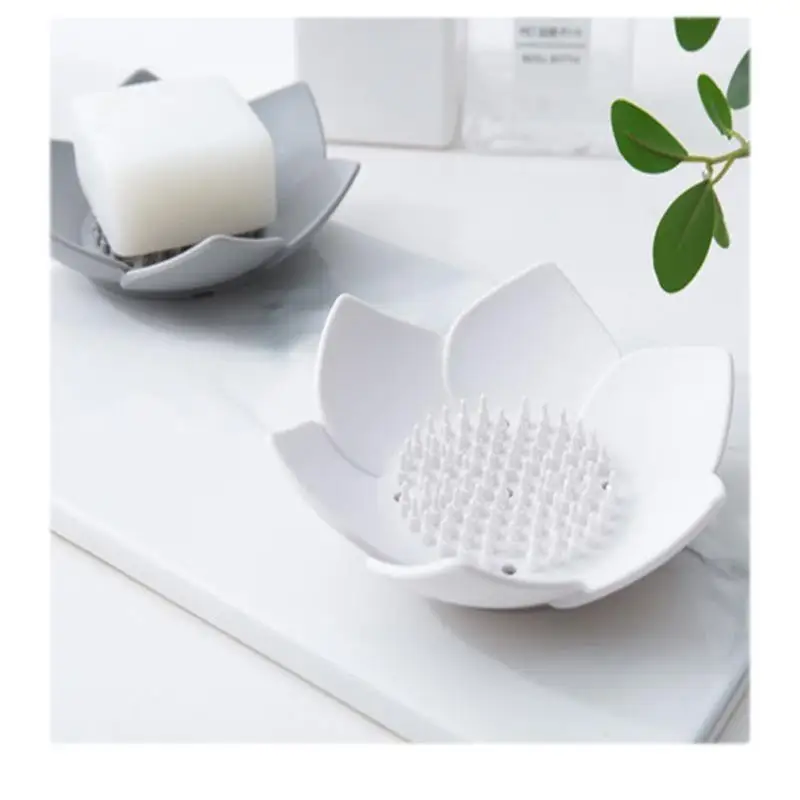 Jabonera de silicona con forma de loto – Sin perforaciones ni taladro para baño - imagen 2