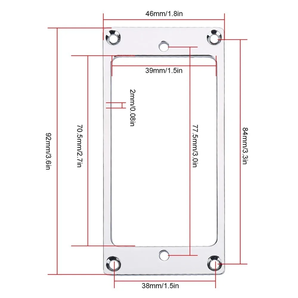 ​ 2 piezas planas de aleación de aluminio. ​ Humbucker Pickup Frame Humbucker con tornillos ​ Anillo para pastilla de guitarra eléctrica plateado, negro, dorado - imagen 5
