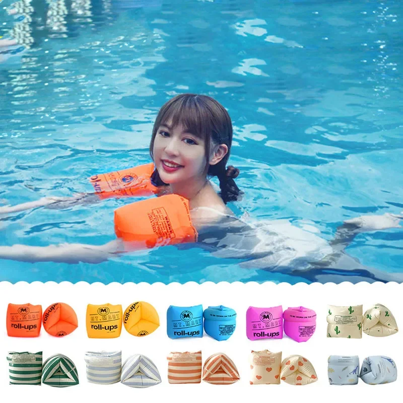 Mangas circulares de brazo flotante de PVC, bolsa de aire doble, flotadores de brazo inflables para piscina, equipo de natación impreso para adultos y niños, 1 par - imagen 4