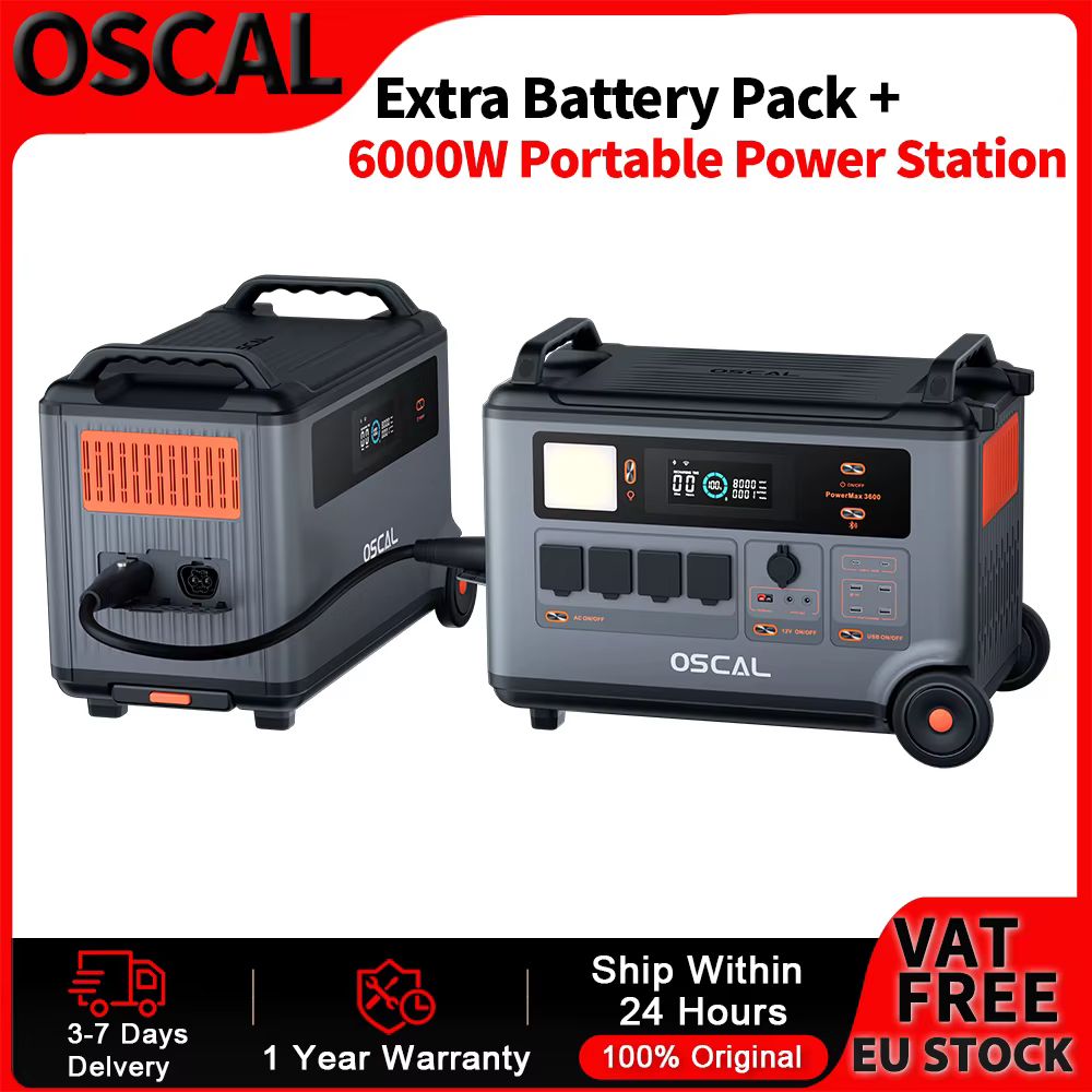 Oscal estación de energía portátil solar con pack extra 3600Wh