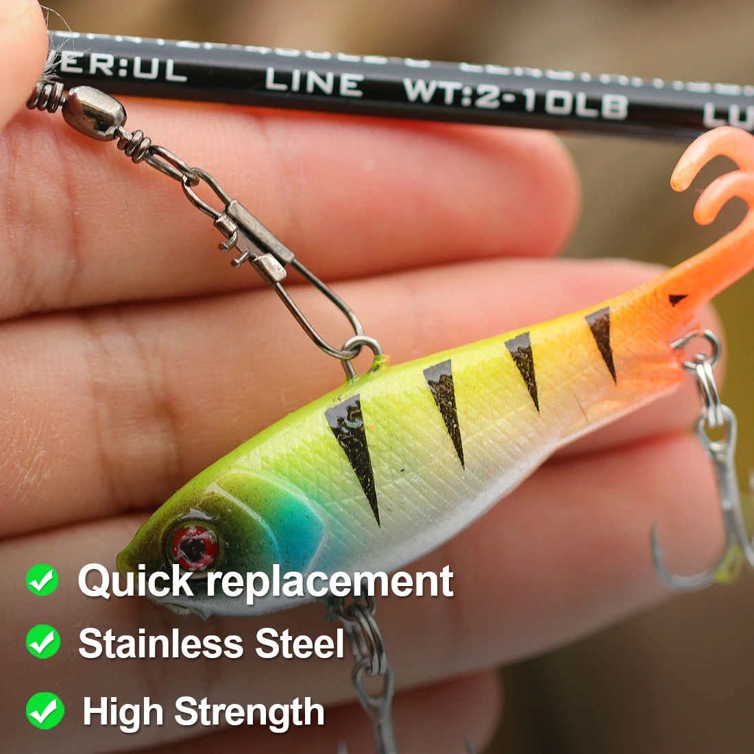 FishTrip barril giratorio con enclavamiento Snap 50Pack de acero inoxidable bloqueo cruzado Snap conector de pesca en el mar aparejos terminales - imagen 5