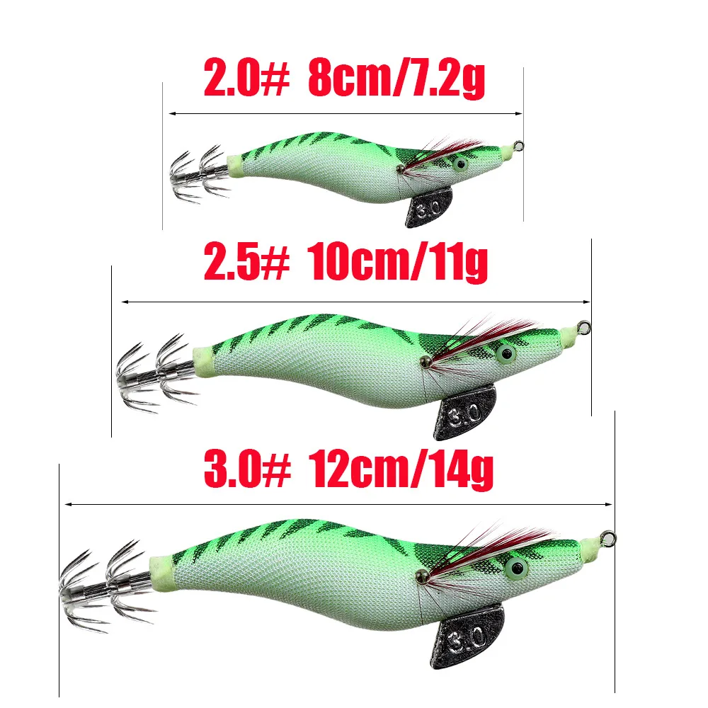 2.0 # /2.5 # /3.0 # Señuelo de pesca calamar Jig camarones gambas cuerpo completo luminoso resplandor en la oscuridad cebo para sepia pulpo - imagen 4