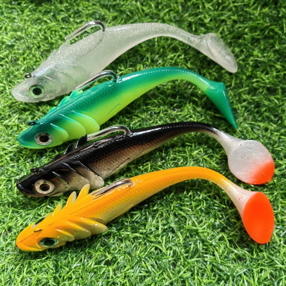 MUKUN 95G cabeza de plantilla suave VIB Trolling Singking silicona PVC para atún Señuelos de pesca de aguas profundas agua salada - imagen 3