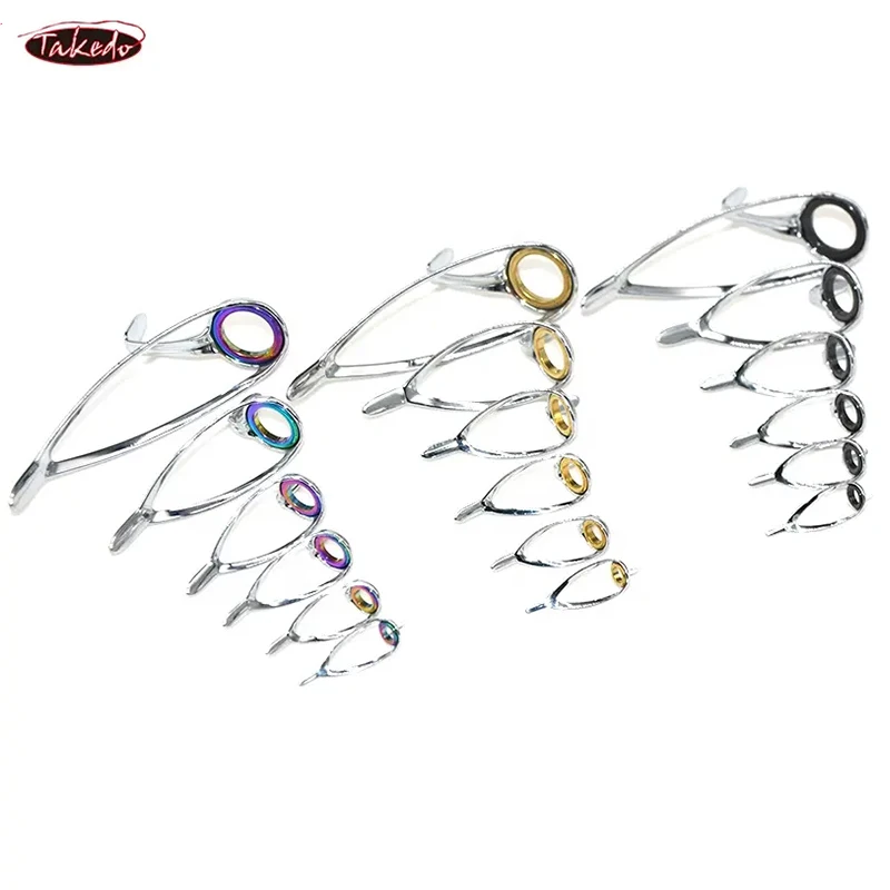 TAKEDO-Guías de caña de pescar, juego de anillos de fundición de cerámica negra, 6 #8 #10 #12 #16 #20 #, accesorios de construcción, reparación de caña de pescar - imagen 3