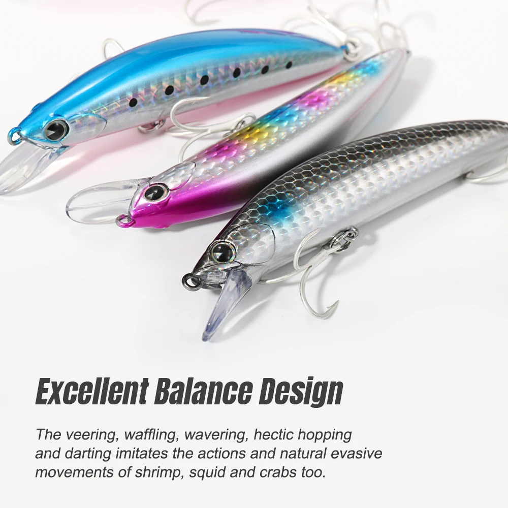 JIGGING PRO 90mm 28g surfista pesado hundimiento Minnow señuelo pesca en el mar cebos duros de fundición larga para peces planos - imagen 4