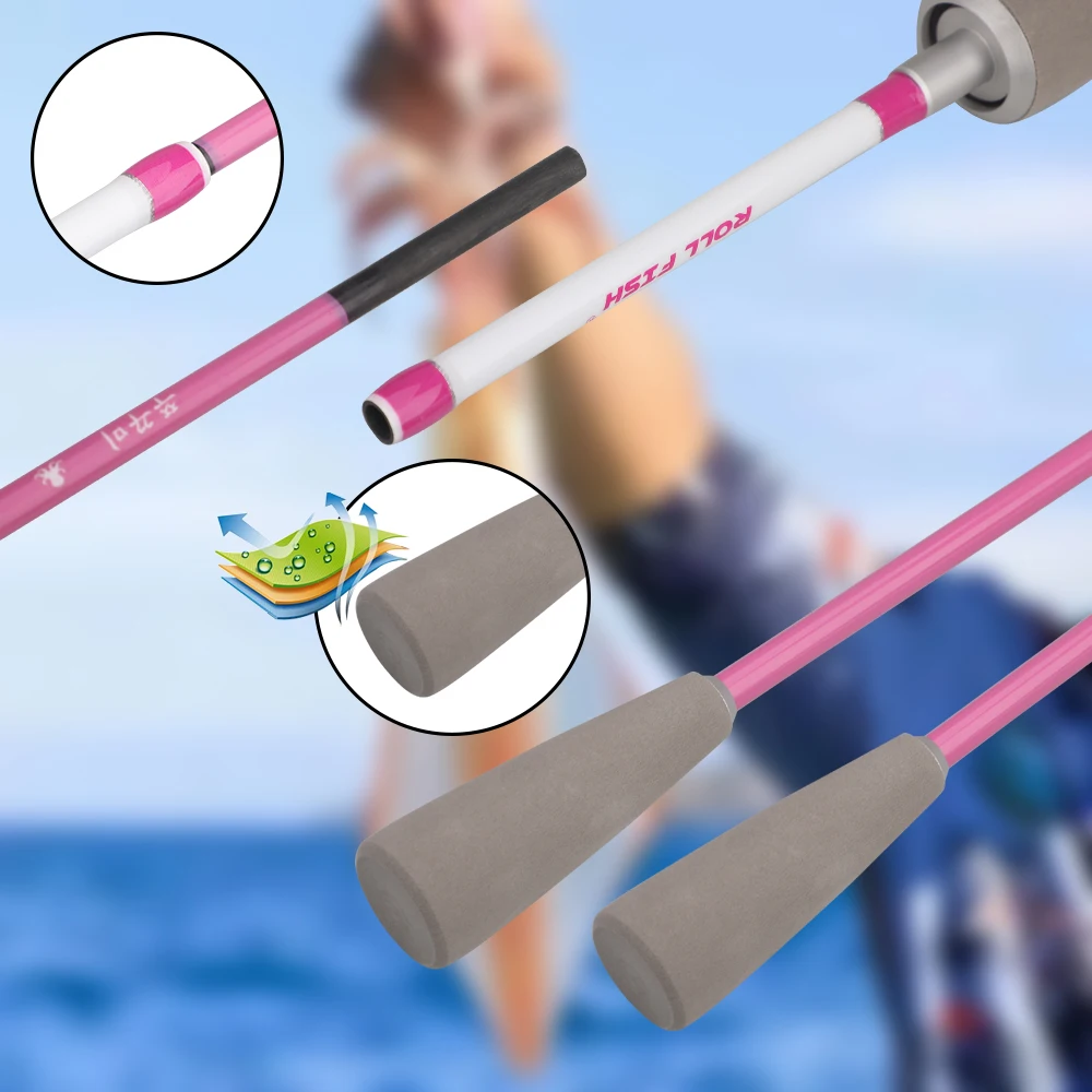 ROLLFISH 1.55m fibra de carbono punta de titanio pulpo calamar cuttle Rod-Action7:3 para barco Jigging lento agua salada y ligero - imagen 5