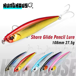 Hunthouse Shore Glide-señuelo de pesca con lápiz que se hunde, 108mm, 27,5g, Stickbait WTD, cebo duro, aparejos de pesca para lubina, cabeza de serpiente LW549