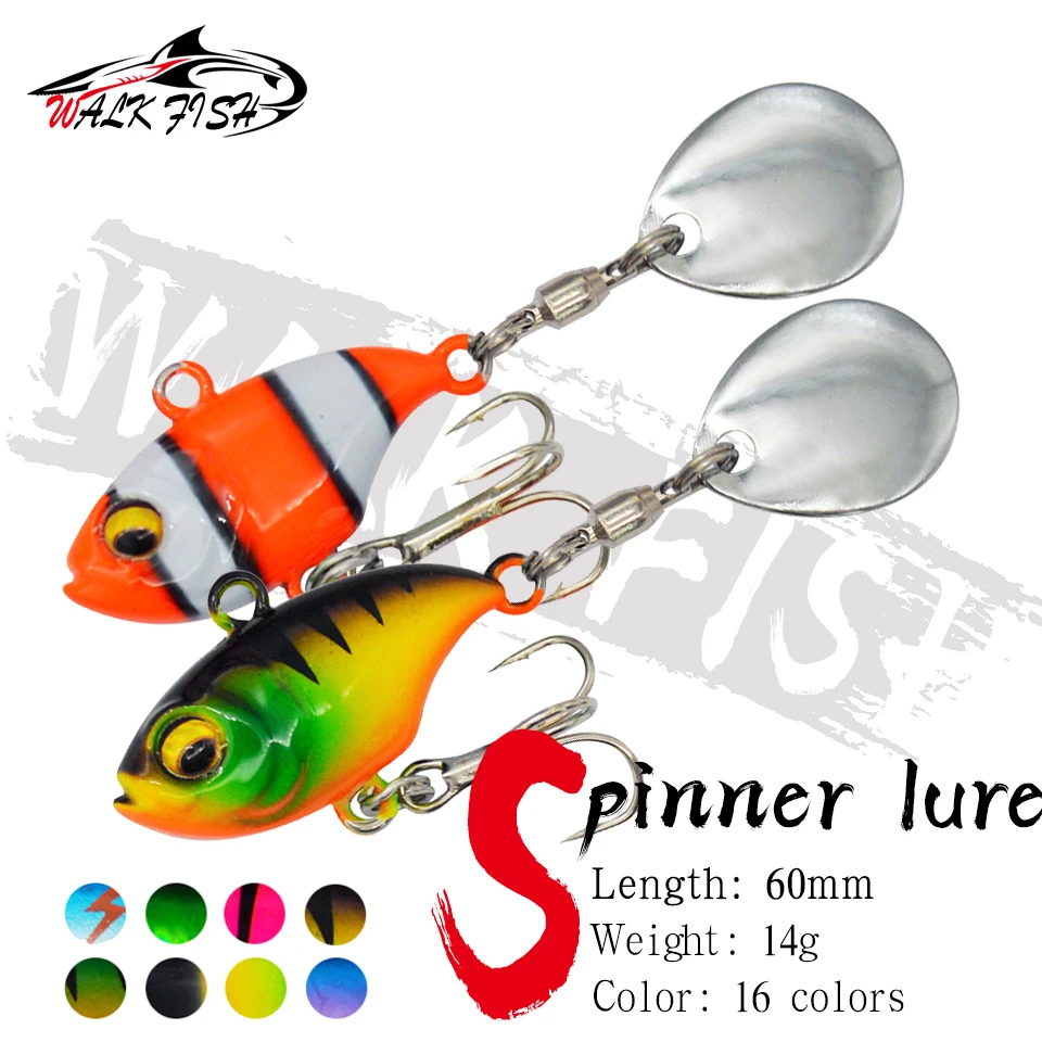 WALK FISH nueva cola giratoria 14g equilibrio giratorio plantilla de Metal VIB vibración cebo Spinner cuchara hundimiento señuelo aparejos de Pesca