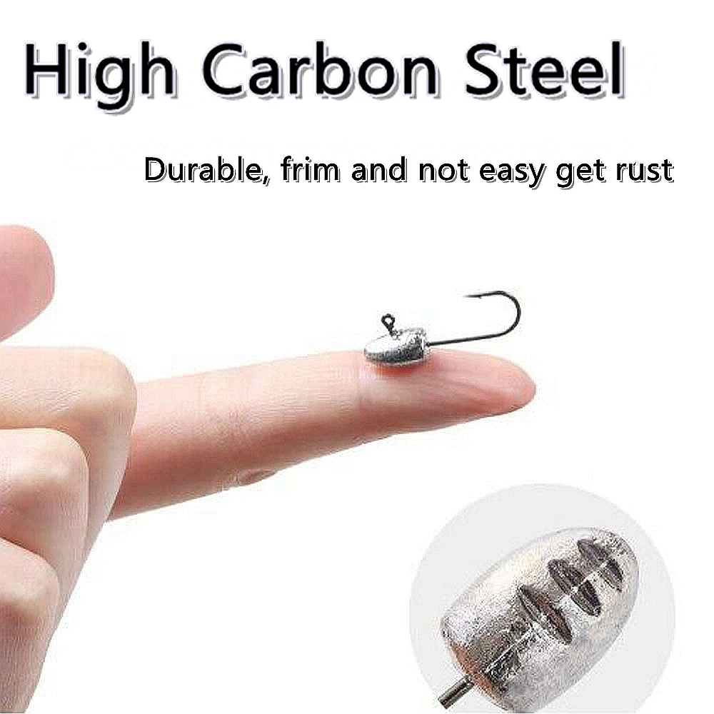 Ganchos de Jigging 3g 5g 7g 10 unids/lote anzuelo de pesca de acero al carbono para gusano anzuelo con cabeza para accesorios de pesca aparejos de pesca - imagen 2