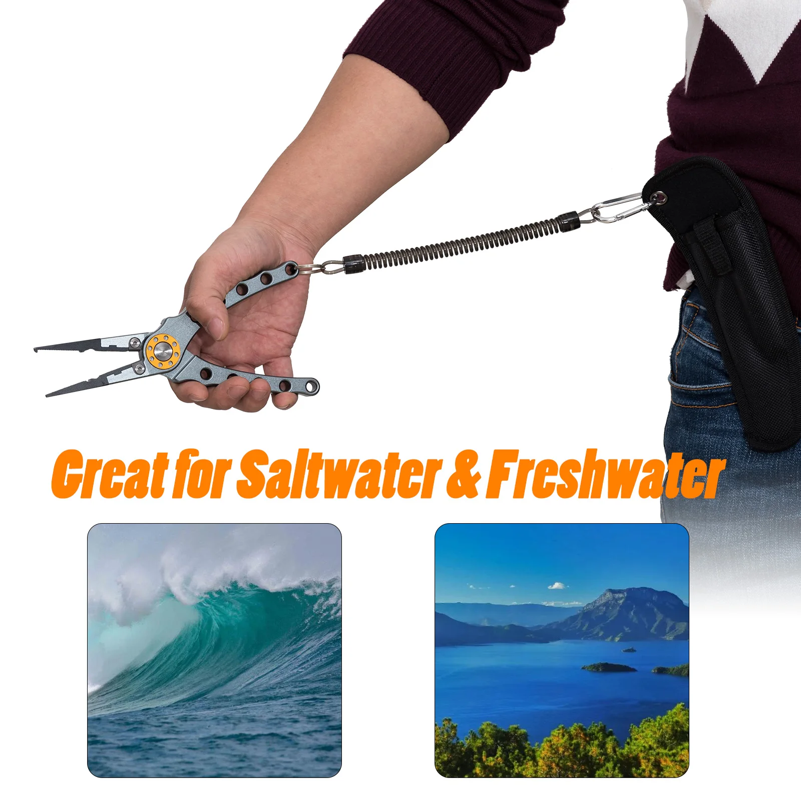Alicates pesca multifuncionales aluminio 6061 – Cortador y removedor - imagen 4