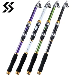 Sougayilang-caña de pescar de fibra de carbono súper ligera, caña de pescar giratoria telescópica portátil para viaje, accesorios de pesca de 1,8 m-3,6 m