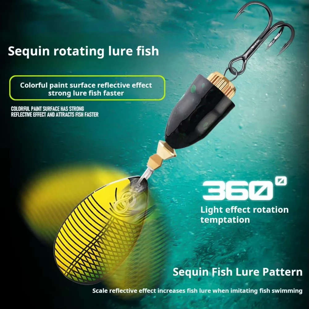 Cebo de señuelo con ruido de brillo compuesto giratorio láser de Metal, cebo falso, cebo de señuelo, equipo de pesca, cebo artificial oscilante, cebo duro - imagen 4