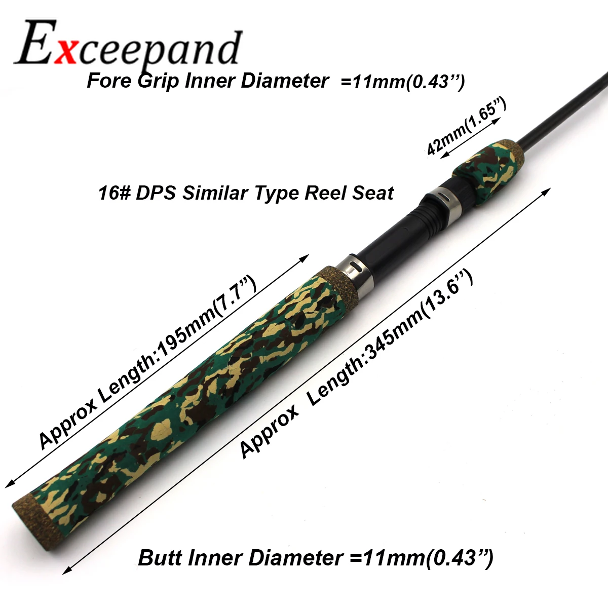 Exceepand-mango de carrete de pesca giratorio CAMO verde, tamaño del componente 16 DPS, varilla de asiento de carrete, piezas de reparación de construcción para Lucio - imagen 2