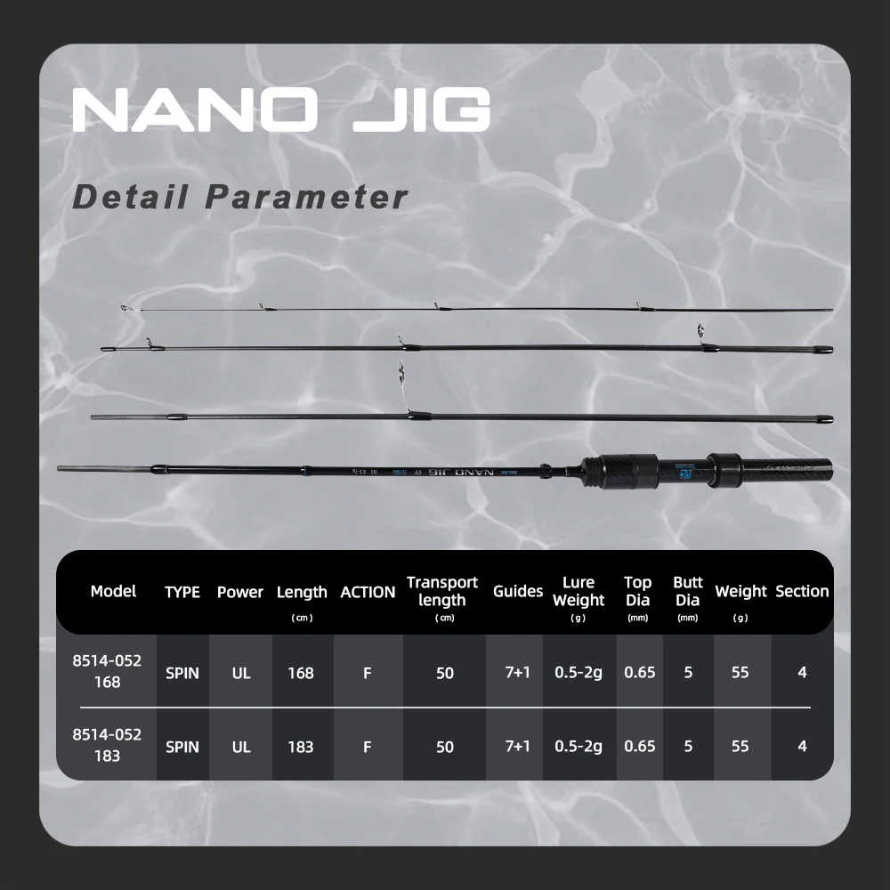 Caña spinning Mifine Nano Jig – Carbono con punta sólida para trucha - imagen 4
