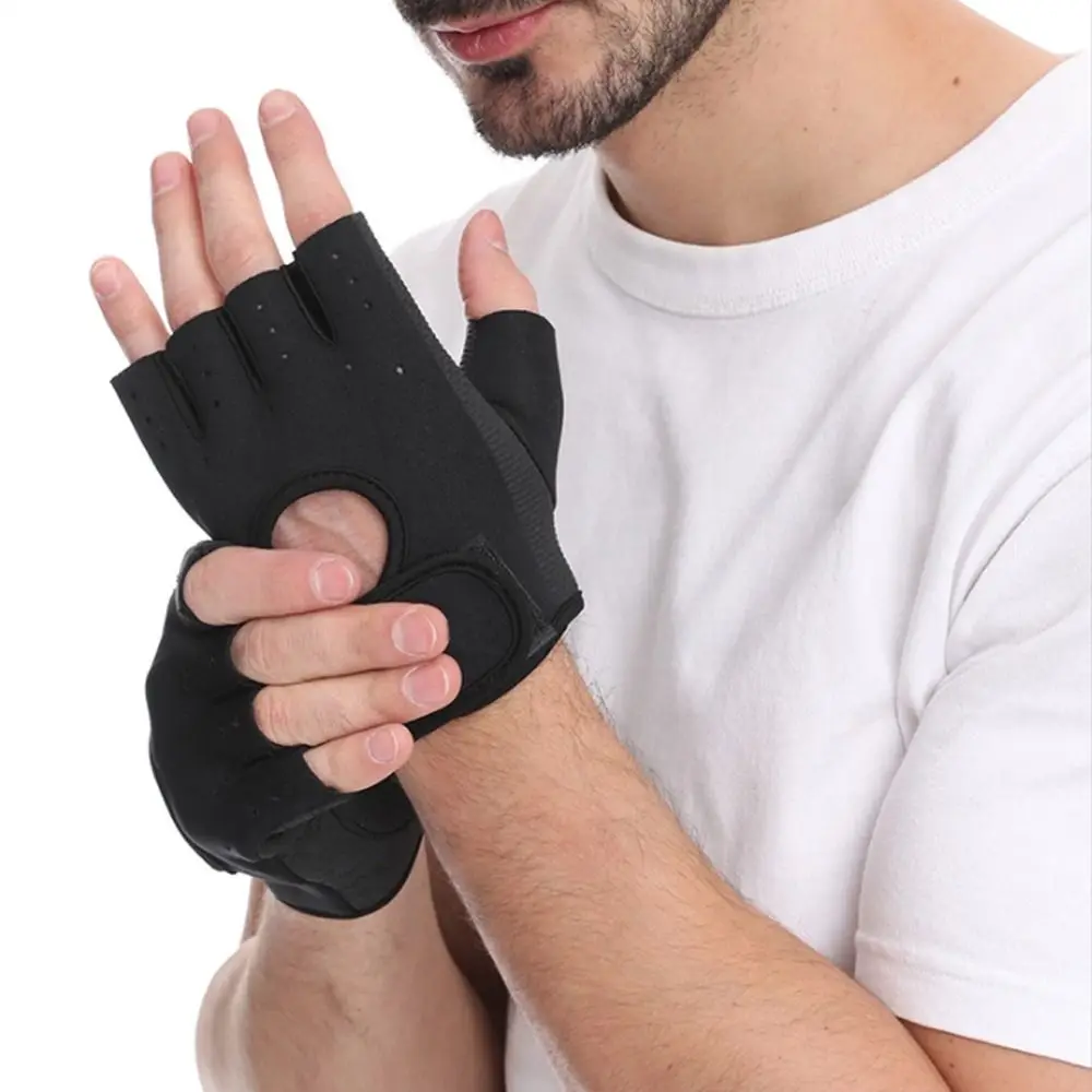Guantes deportivos de medio dedo para hombre y mujer, guantes de muñeca de entrenamiento, resistencia antideslizante, levantamiento de pesas, 1 par - imagen 2