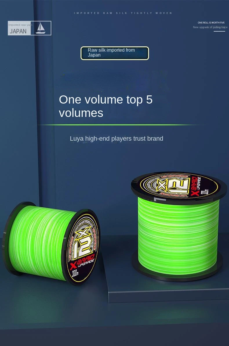 Línea de pesca trenzada tipo hundimiento, sedal de alta resistencia para carrete de pesca de carpa, lubina, PE X12 X8, actualización de 100M-500M, 14LB-80LB - imagen 2