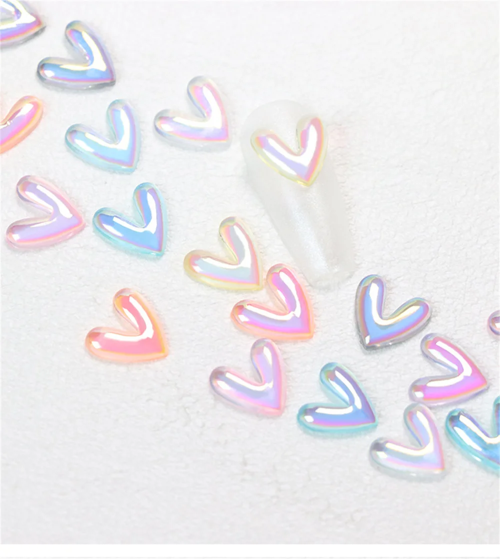 Pegatizas de corazón iridiscentes para el arte creativo de las uñas