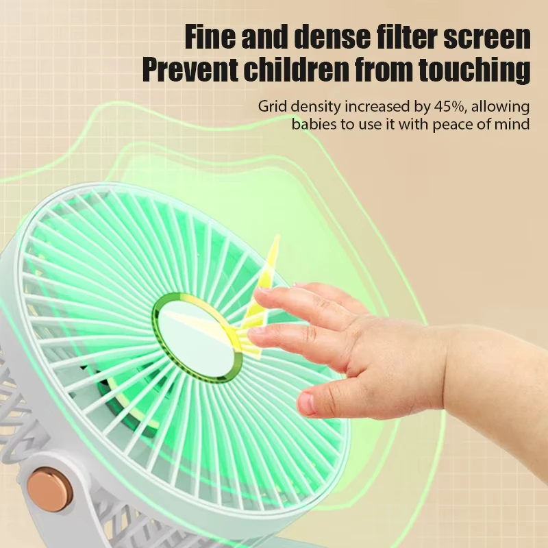 Ventilador de escritorio, dispositivo de circulación de aire portátil recargable, ventilador eléctrico de techo, ventilador de camping con clip de luz LED para pesca al aire libre - imagen 4