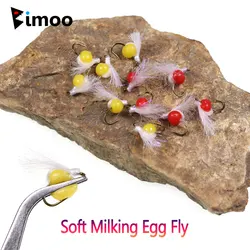 Bimoo 8PCS # 12 huevos de ordeño suaves artificiales mosca realista salmón pez Roe Glo Bug trucha Char Steelhead Grayling Señuelos de pesca