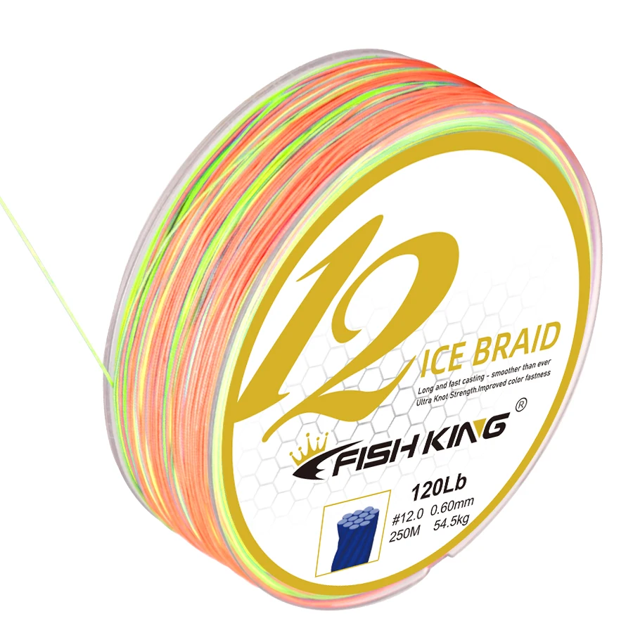 FISH KING-línea de pesca trenzada X12, 100M/150M/300M, 12 hebras, 0,14-0,6 MM, 15-120LB, multifilamento MultiColor, línea de PE para agua salada - imagen 3