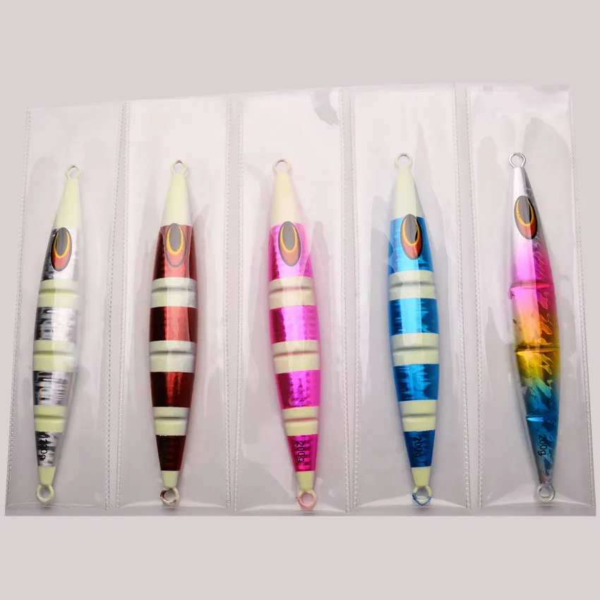 Señuelos de pesca de hundimiento lento de fundición larga, 200g, Jigging, Wobblers duros, cebos artificiales, señuelo de pesca Vertical luminoso, plantilla de pesca - imagen 4