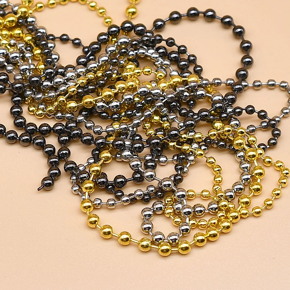 MNFT-Cadena de cuentas de Metal de 50cm/19,69 pulgadas, cadenas de Dumbell con ojos, Material de atado de moscas, 2,4/3,2mm, Color negro, dorado y plateado - imagen 3