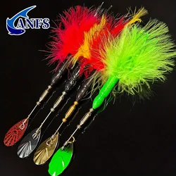 ANFS Cuchara de pesca de cobre con pluma para lucio — señuelo almizcle