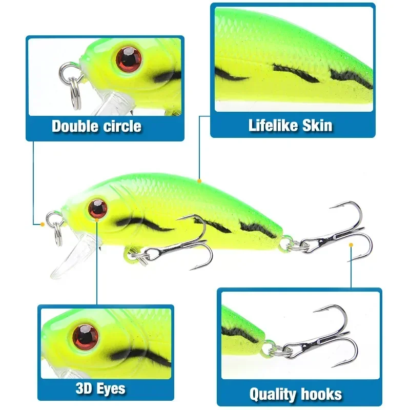8 Uds señuelo de pesca Minnow 4,2g ojos 3D cebo duro de plástico Crankbait Wobblers con 10 # Ganchos Artificiales Japón Swimbait Peche Tackle - imagen 4