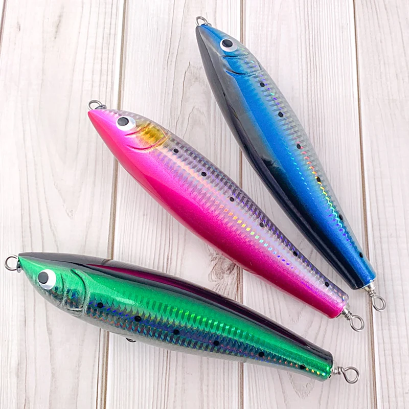 OBSESSION WD108 señuelo de madera de pesca de curricán hecho a mano 70g con superficie de gancho de origen carpa de lubina de agua salada cebo de lápiz de madera flotante - imagen 5