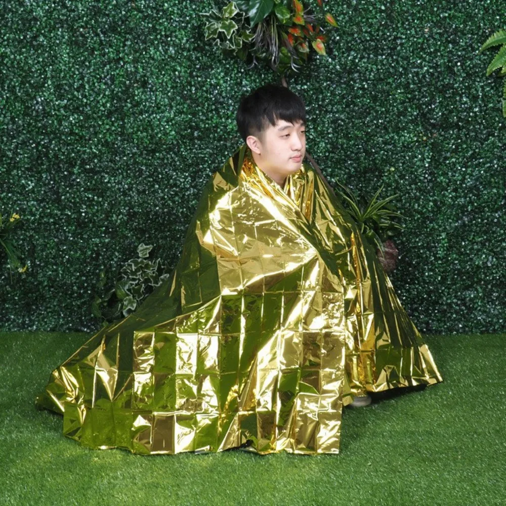 1 Uds. Manta de emergencia para supervivencia al aire libre, botiquín de rescate de primeros auxilios, manta térmica de lámina impermeable a prueba de viento para acampar - imagen 3