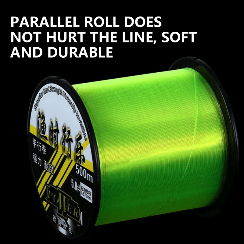 Línea de pesca de nailon para lubina de agua dulce y salada de alta resistencia, línea de monofilamento resistente al desgaste de Japón de 500M, línea de carbono de 0,128-0,520mm - imagen 5