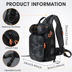 Bolsa de pecho táctica pesca con soporte caña y accesorios